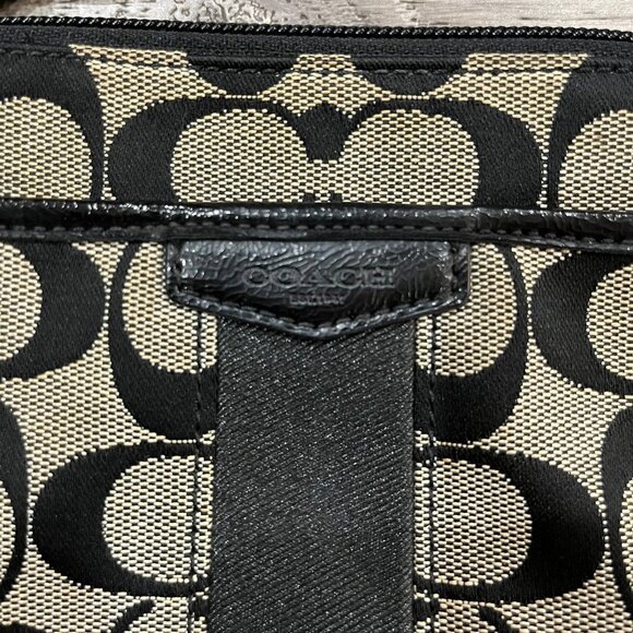 Coach Jacquard Canvas Crossbody Messenger Bag (Black) - Picture 8 of 13